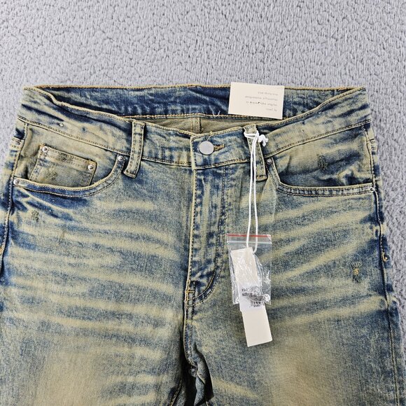 mnml Jeans Mens 31 Blue X146 Stretch Distressed Skinny Fit Denim - Picture 2 of 16